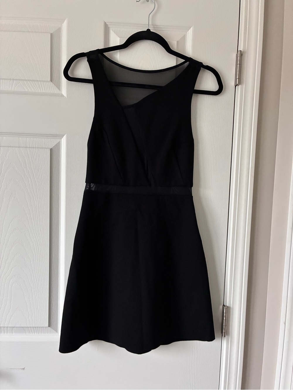 silence + noise Black A-Line Mini Dress with Sheer Yoke